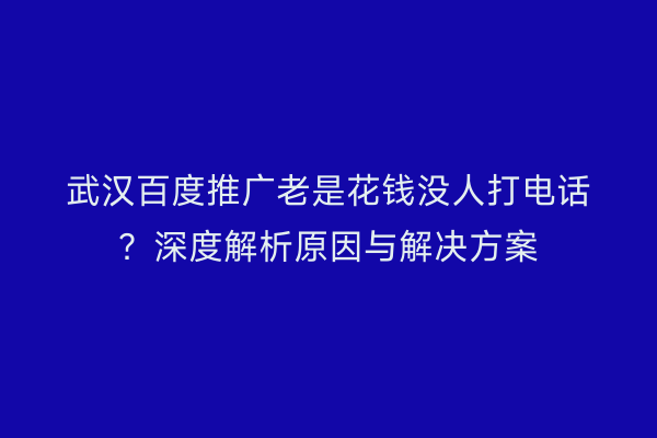 武汉百度推广老是花钱没人打电话？深度解析原因与解决方案