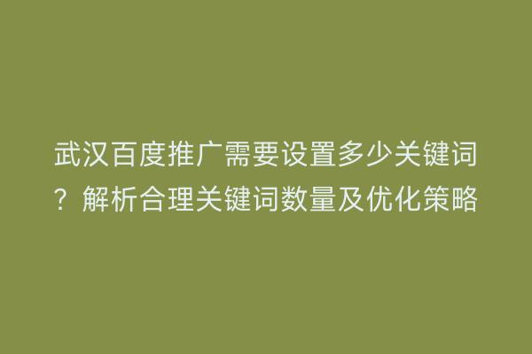 武汉百度推广需要设置多少关键词？解析合理关键词数量及优化策略