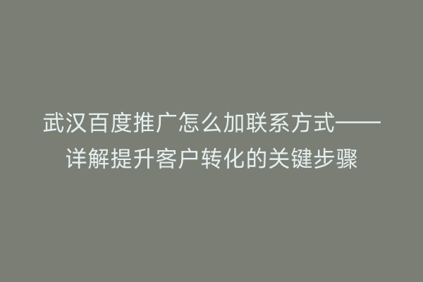 武汉百度推广怎么加联系方式——详解提升客户转化的关键步骤