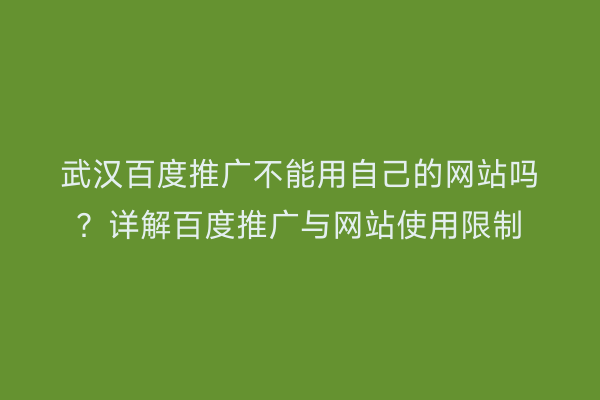 武汉百度推广不能用自己的网站吗？详解百度推广与网站使用限制