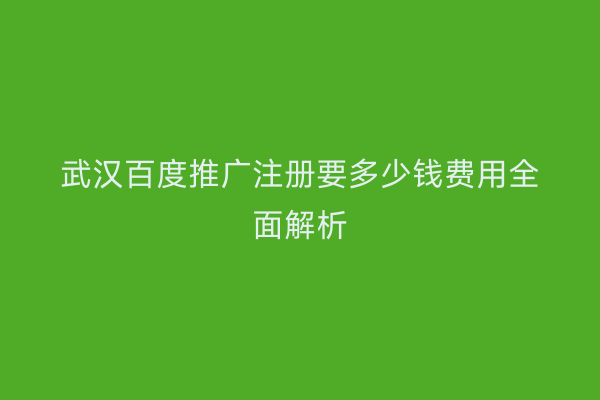 武汉百度推广注册要多少钱费用全面解析