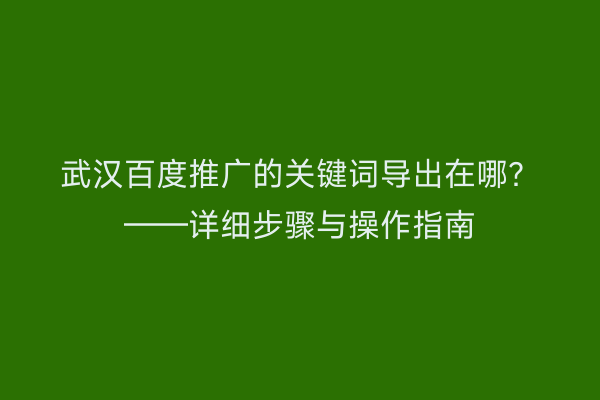 武汉百度推广的关键词导出在哪？——详细步骤与操作指南
