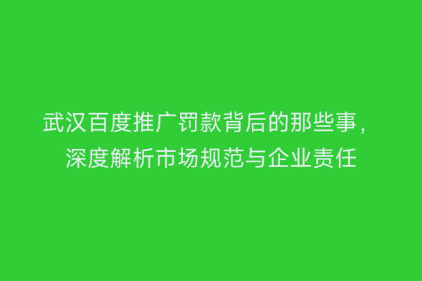武汉百度推广罚款背后的那些事，深度解析市场规范与企业责任