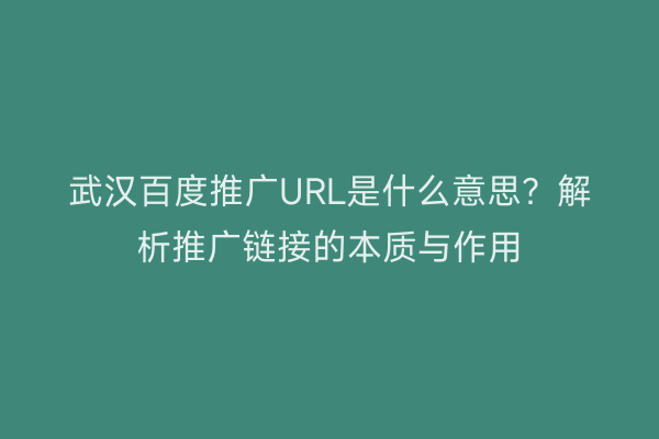武汉百度推广URL是什么意思？解析推广链接的本质与作用