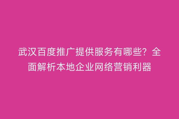 武汉百度推广提供服务有哪些？全面解析本地企业网络营销利器