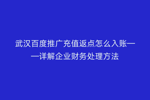 武汉百度推广充值返点怎么入账——详解企业财务处理方法
