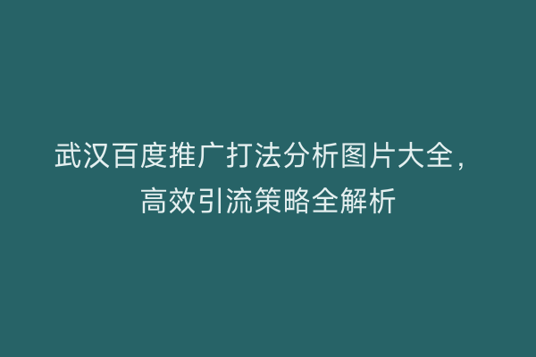 武汉百度推广打法分析图片大全，高效引流策略全解析