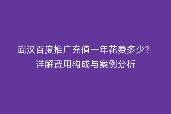 武汉百度推广充值一年花费多少？详解费用构成与案例分析