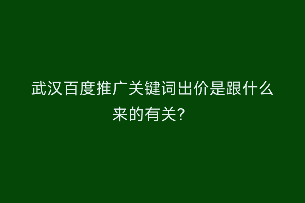 武汉百度推广关键词出价是跟什么来的有关？