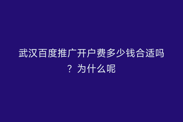 武汉百度推广开户费多少钱合适吗？为什么呢