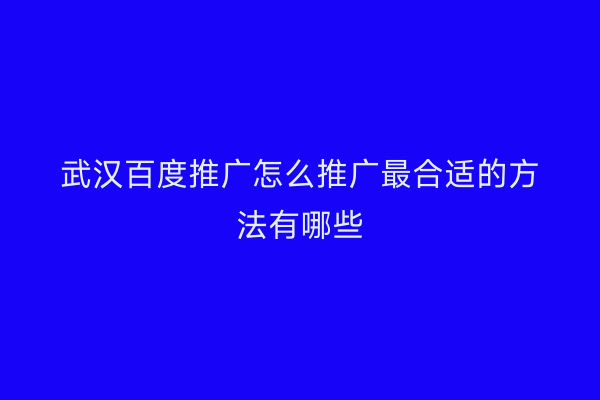 武汉百度推广怎么推广最合适的方法有哪些