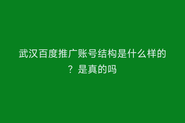 武汉百度推广账号结构是什么样的？是真的吗