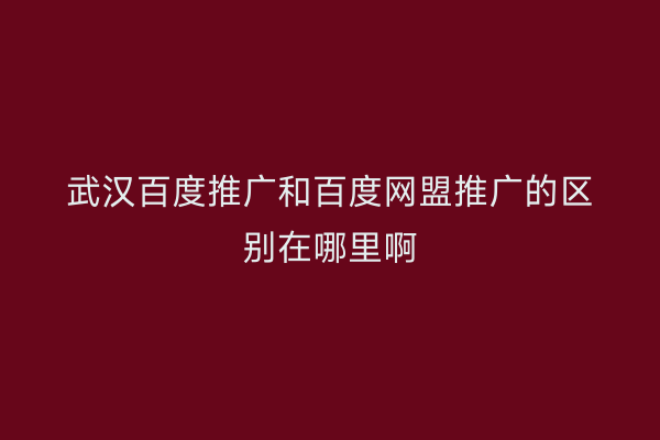 武汉百度推广和百度网盟推广的区别在哪里啊