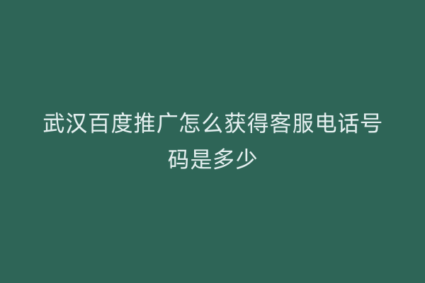 武汉百度推广怎么获得客服电话号码是多少