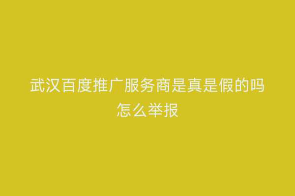 武汉百度推广服务商是真是假的吗怎么举报