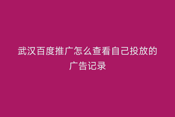 武汉百度推广怎么查看自己投放的广告记录