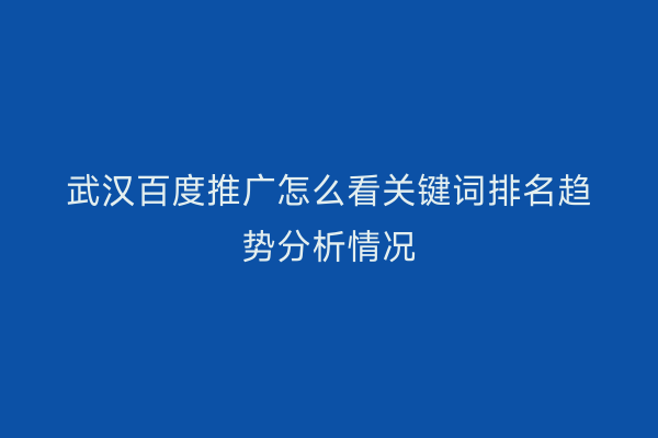 武汉百度推广怎么看关键词排名趋势分析情况