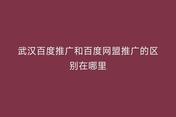武汉百度推广和百度网盟推广的区别在哪里