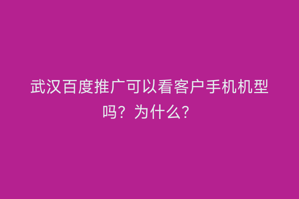 武汉百度推广可以看客户手机机型吗？为什么？