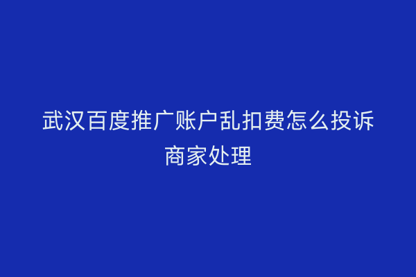 武汉百度推广账户乱扣费怎么投诉商家处理