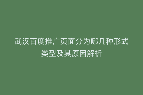 武汉百度推广页面分为哪几种形式类型及其原因解析