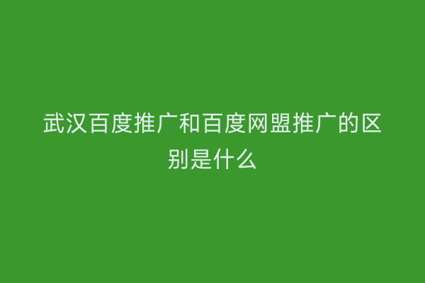 武汉百度推广和百度网盟推广的区别是什么