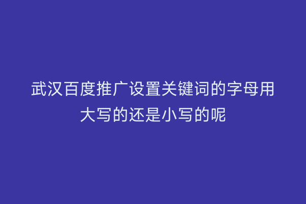 武汉百度推广设置关键词的字母用大写的还是小写的呢