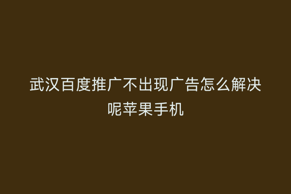 武汉百度推广不出现广告怎么解决呢苹果手机