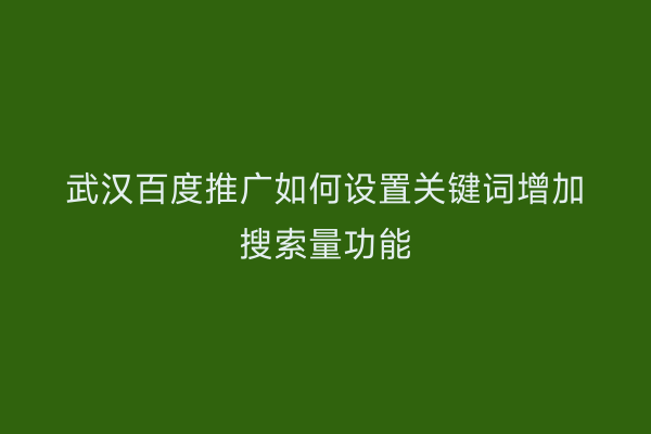 武汉百度推广如何设置关键词增加搜索量功能