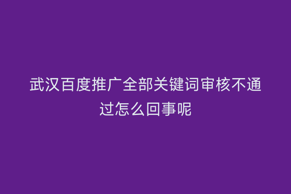 武汉百度推广全部关键词审核不通过怎么回事呢