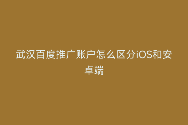 武汉百度推广账户怎么区分iOS和安卓端