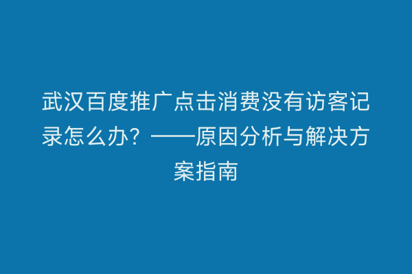 武汉百度推广点击消费没有访客记录怎么办？——原因分析与解决方案指南