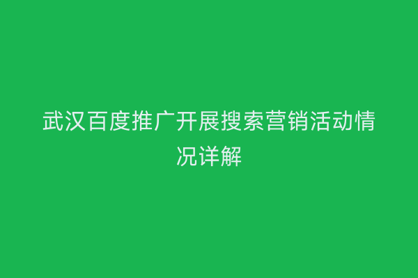 武汉百度推广开展搜索营销活动情况详解