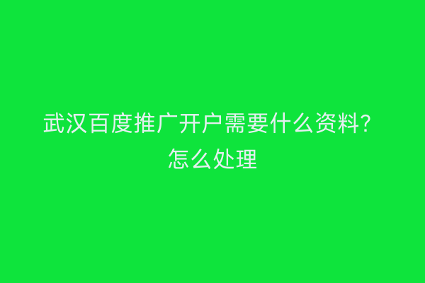 武汉百度推广开户需要什么资料？怎么处理