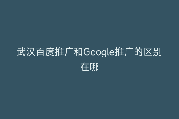 武汉百度推广和Google推广的区别在哪