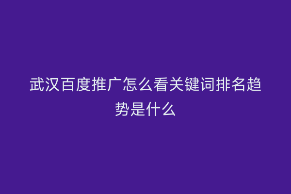 武汉百度推广怎么看关键词排名趋势是什么