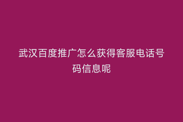 武汉百度推广怎么获得客服电话号码信息呢
