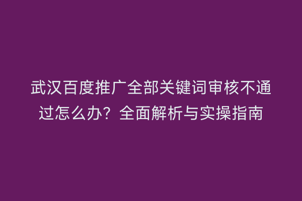 武汉百度推广全部关键词审核不通过怎么办？全面解析与实操指南