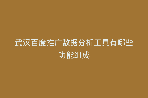 武汉百度推广数据分析工具有哪些功能组成