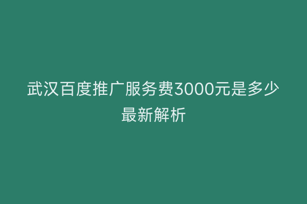 武汉百度推广服务费3000元是多少最新解析