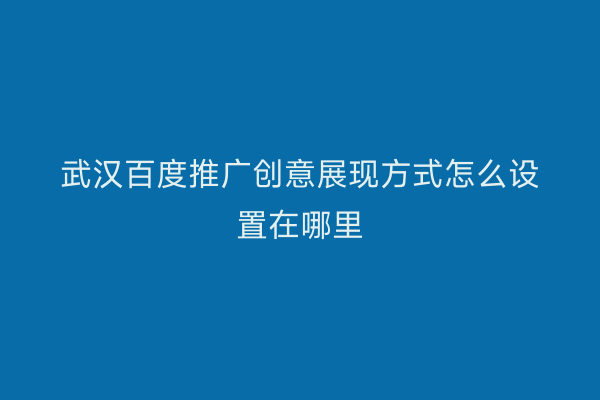 武汉百度推广创意展现方式怎么设置在哪里
