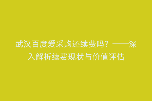 武汉百度爱采购还续费吗？——深入解析续费现状与价值评估