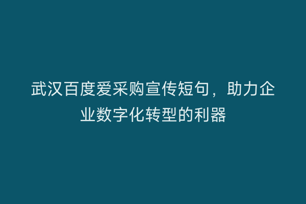 武汉百度爱采购宣传短句，助力企业数字化转型的利器