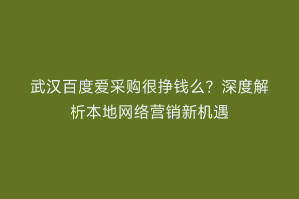 武汉百度爱采购很挣钱么？深度解析本地网络营销新机遇