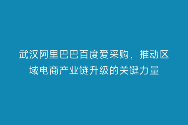 武汉阿里巴巴百度爱采购，推动区域电商产业链升级的关键力量