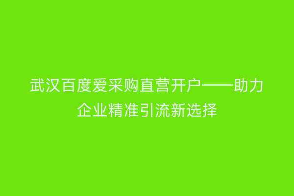 武汉百度爱采购直营开户——助力企业精准引流新选择