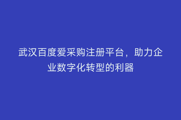 武汉百度爱采购注册平台，助力企业数字化转型的利器
