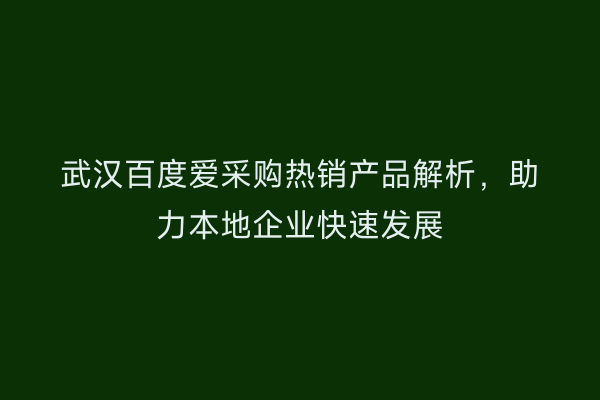 武汉百度爱采购热销产品解析，助力本地企业快速发展