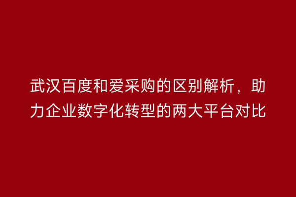 武汉百度和爱采购的区别解析，助力企业数字化转型的两大平台对比