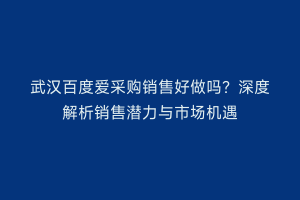 武汉百度爱采购销售好做吗？深度解析销售潜力与市场机遇